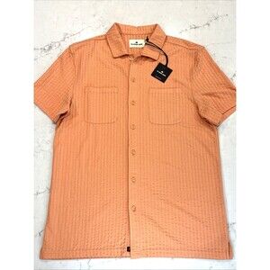 The Normal Brand NEW Short Sleeve Knit Getaway Button Up Shirt Georgia Peach M